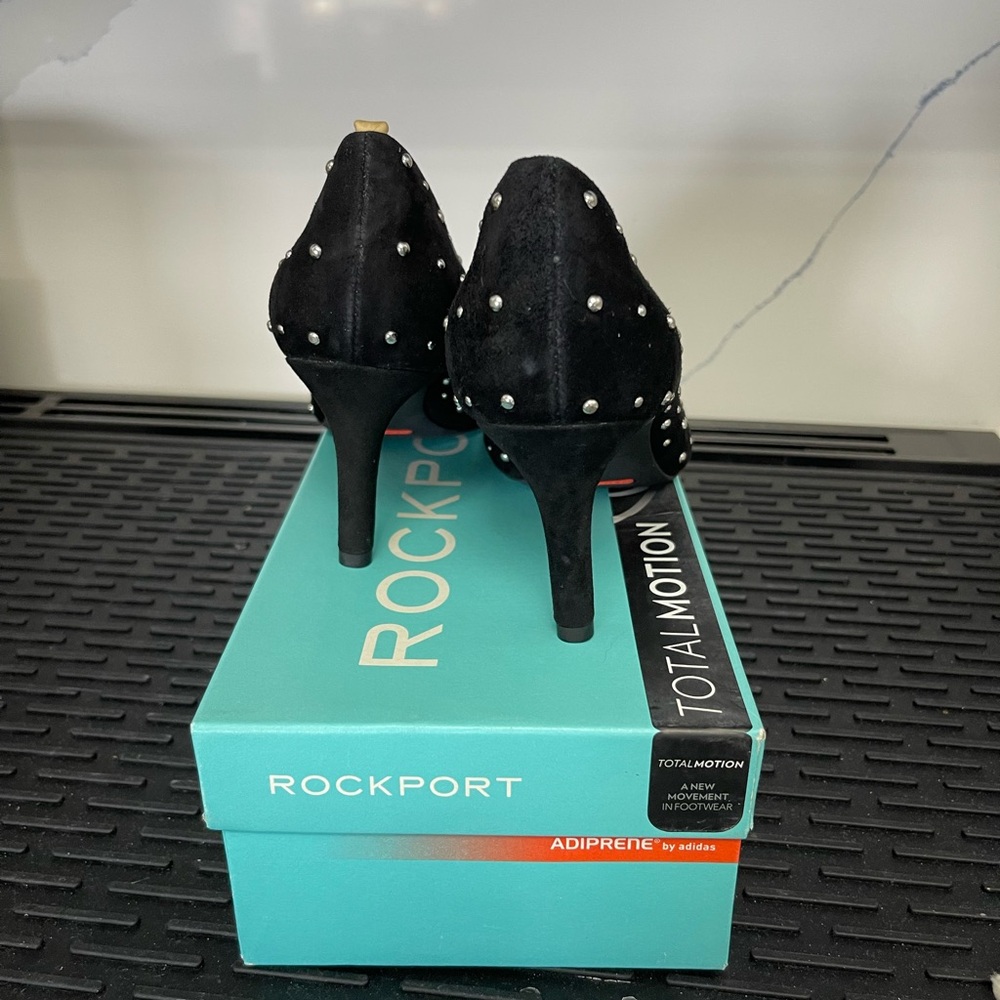 ROCKPORT 75mm Total Motion Women’s Pump Sz 6M Black Kid Suede Stud NIB - Picture 12 of 13
